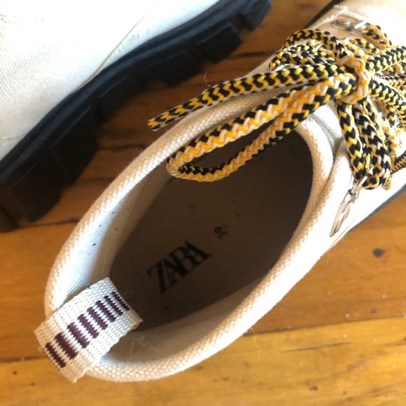 SOLD! Zara Canvas Thick Sole Ankle Boots, 8.5/39 - Picture 7 of 8